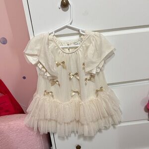 Cream Dress with Gold Bows